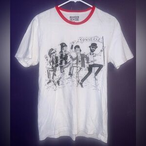 white converse graphic tee with red neckline